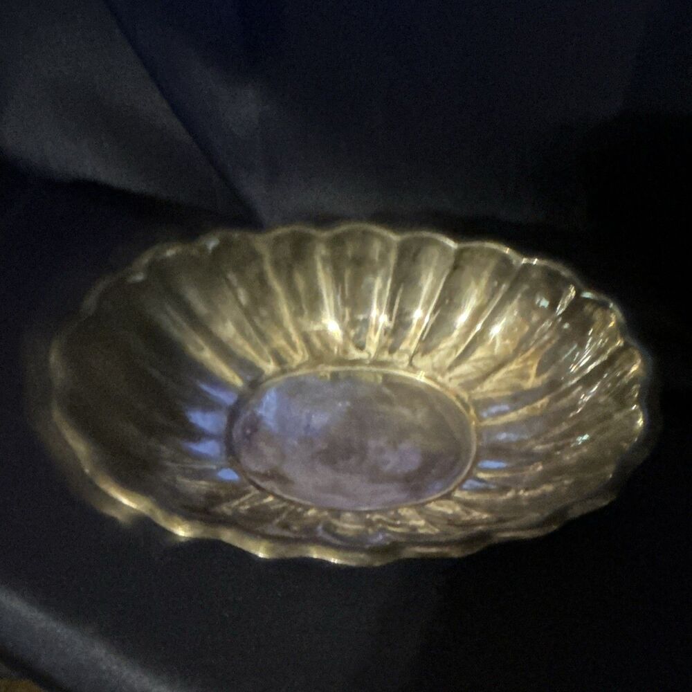 Vintage Reed & Barton Holiday Silverplate Oval Bowl, Fluted Scalloped Rim